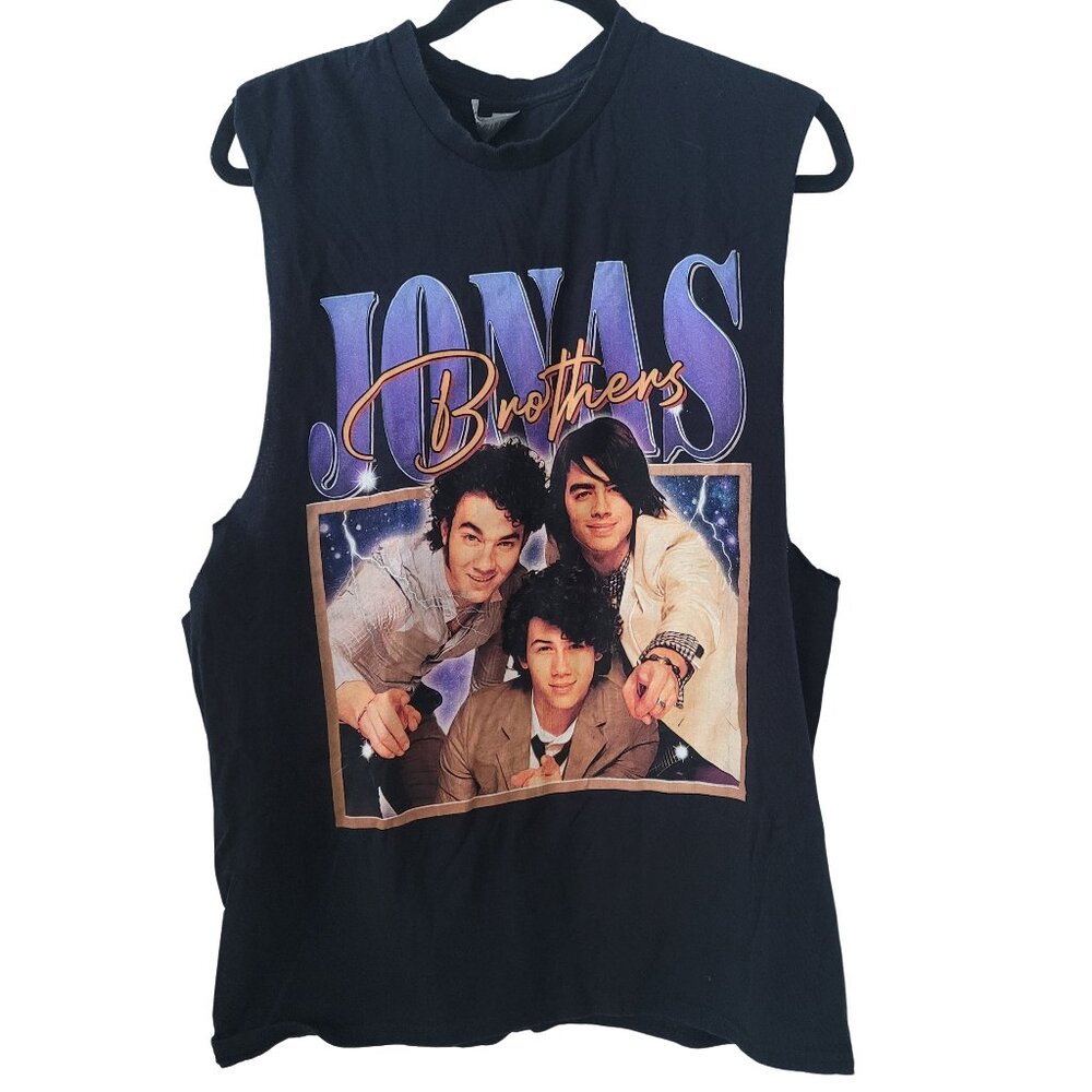 Y2K Jonas Brothers Muscle Tee / T-Shirt with Cutoff Sleeves, Large Oversize